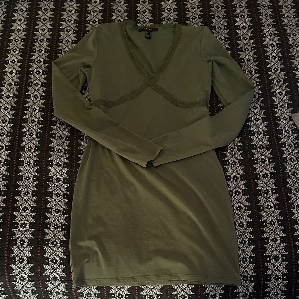 Forever 21 Olive Long Sleeve Dress